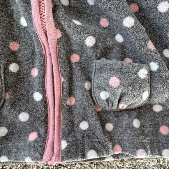 Carter’s Baby Girl Fleece Polka Dot Zip-Up Vest Fleece vest Pink- Size 12 Months - Picture 4 of 6